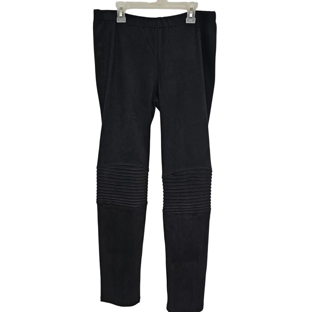 Womens L Alberto Makali Black Slim Stretch Grunge Athleisure Faux Suede Leggings